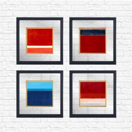 Cuadro decorativo enmarcado CAM1857244468 multicolor 32x32 cm (4 piezas)