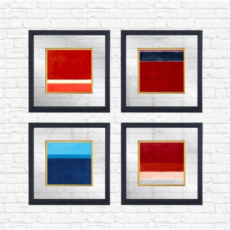 Cuadro decorativo enmarcado CAM1857244468 multicolor 32x32 cm (4 piezas)