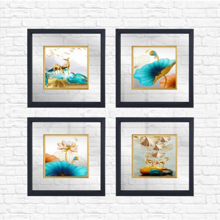Cuadro decorativo enmarcado CAM1887611440 multicolor 32x32 cm (4 piezas)