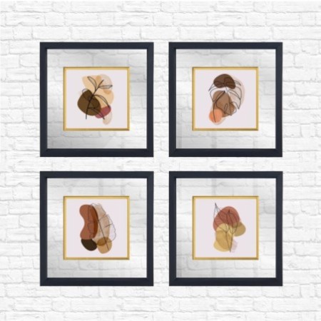 Cuadro decorativo enmarcado CAM1894296091 multicolor 32x32 cm (4 piezas)