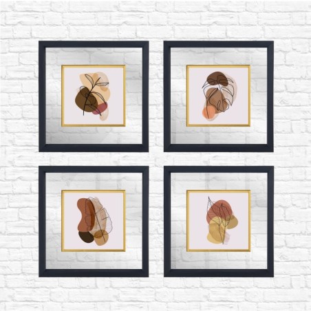 Cuadro decorativo enmarcado CAM1894296091 multicolor 32x32 cm (4 piezas)