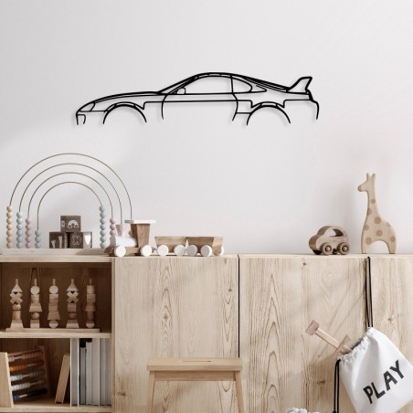 Decoración pared de metal Toyota Supra Silhouette negro 70x15 cm