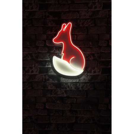 Iluminación LED decorativa de plástico Fox rojo blanco 28x45x2 cm