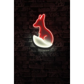 Iluminación LED decorativa de plástico Fox rojo blanco 28x45x2 cm