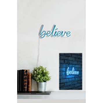 Iluminación LED decorativa de plástico Believe azul 33x16x2 cm