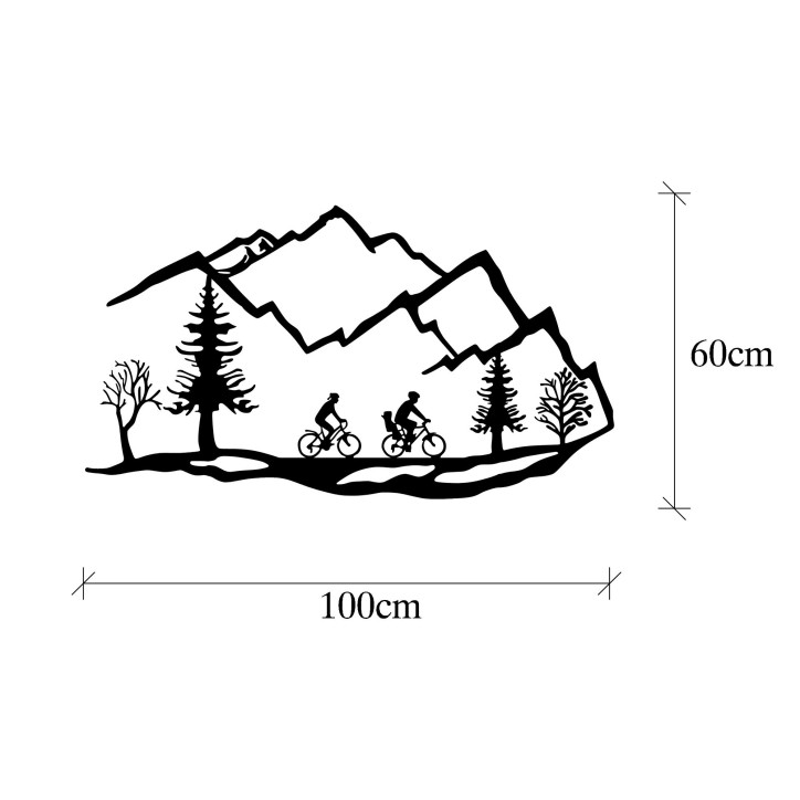 Decoración pared de metal Mountain Bike negro 100x60 cm