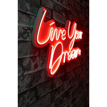 Iluminación LED decorativa de plástico Live Your Dream rojo 30x53x2 cm