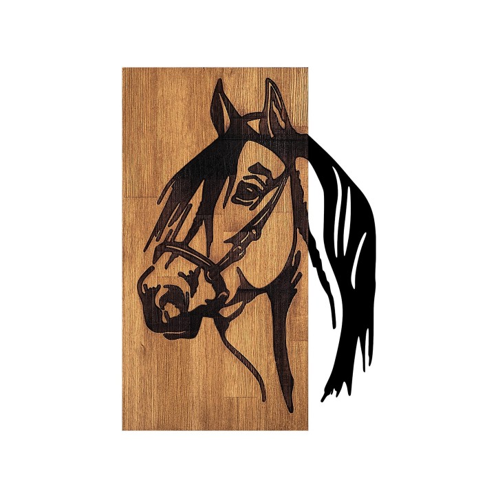 Decoración pared de madera Horse-317 nogal negro 40x3x58 cm