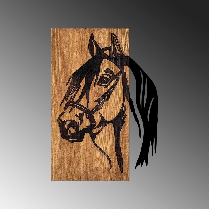 Decoración pared de madera Horse-317 nogal negro 40x3x58 cm