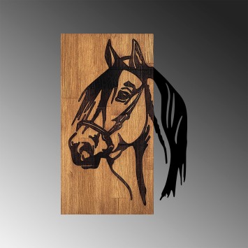 Decoración pared de madera Horse -317 nogal negro 40x3x58 cm