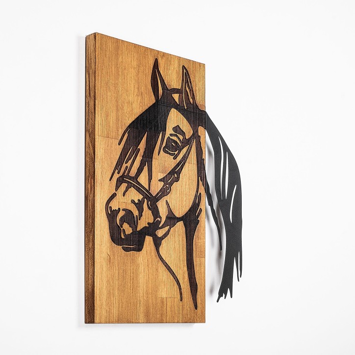 Decoración pared de madera Horse-317 nogal negro 40x3x58 cm