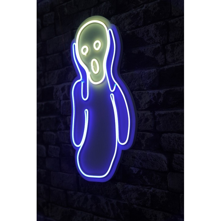 Iluminación LED decorativa de plástico Scream azul blanco 28x55x3 cm