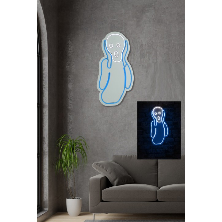 Iluminación LED decorativa de plástico Scream azul blanco 28x55x3 cm