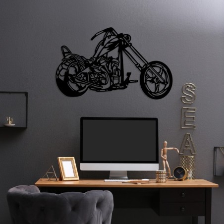 Decoración pared de metal Motorcycle negro 70x44 cm