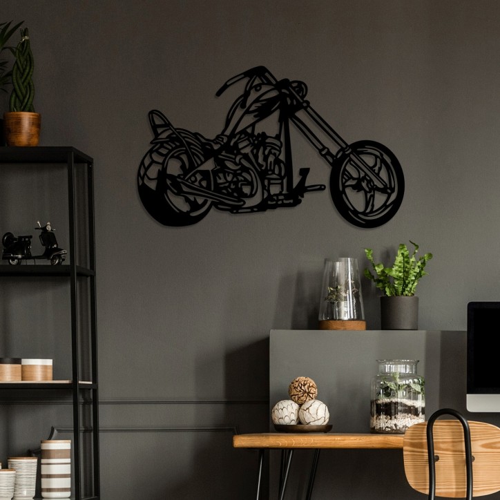 Decoración pared de metal Motorcycle negro 70x44 cm