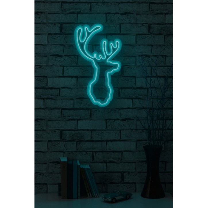 Iluminación LED decorativa de plástico Deer azul 21x34x2 cm