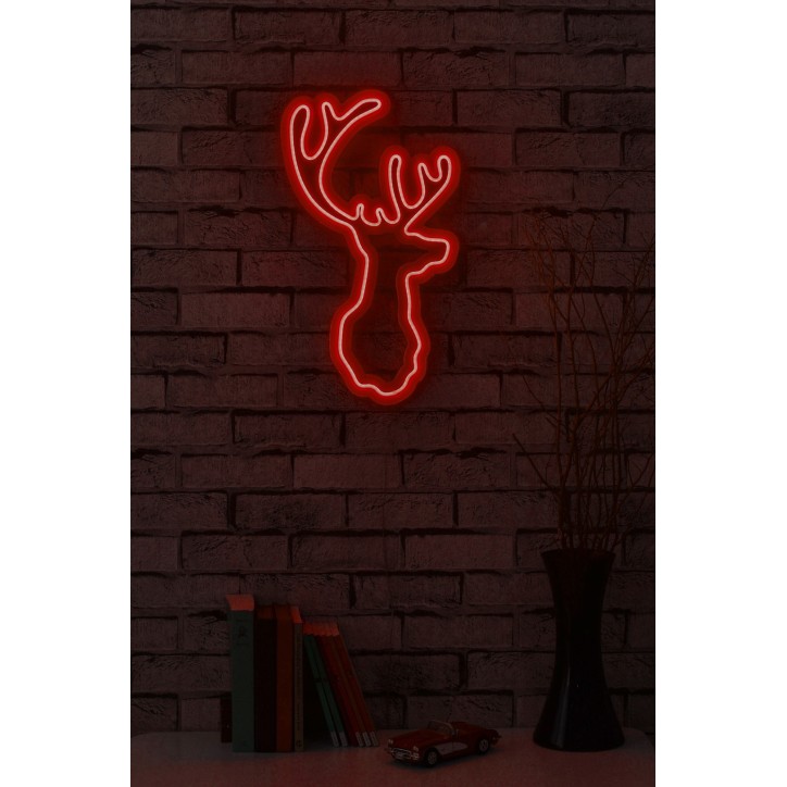 Iluminación LED decorativa de plástico Deer rojo 21x34x2 cm