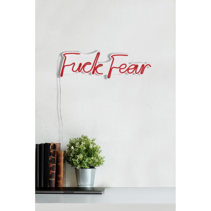 Iluminación LED decorativa de plástico Fuck Fear rojo 49x15.5x2 cm