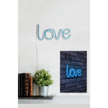 Iluminación LED decorativa de plástico Love azul 37x19x2 cm