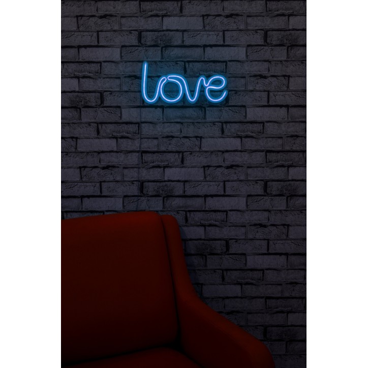 Iluminación LED decorativa de plástico Love azul 37x19x2 cm