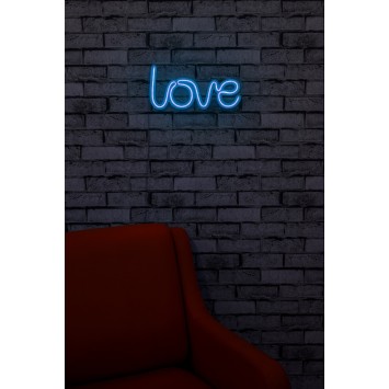 Iluminación LED decorativa de plástico Love azul 37x19x2 cm