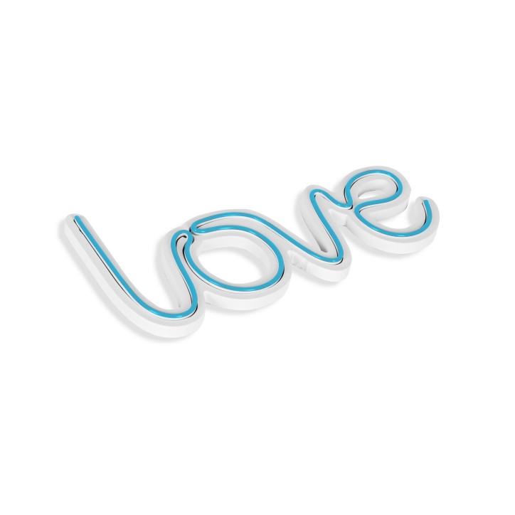 Iluminación LED decorativa de plástico Love azul 37x19x2 cm