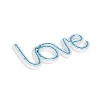 Iluminación LED decorativa de plástico Love azul 37x19x2 cm