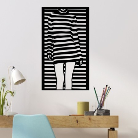 Decoración pared de metal Woman Dress negro 39x56 cm