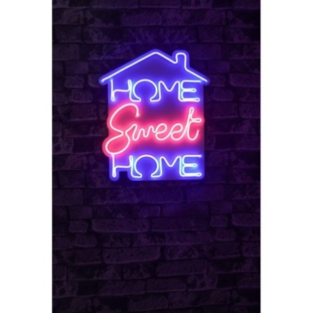 Iluminación LED decorativa de plástico Home Sweet Home azul rosado 48x41x2 cm