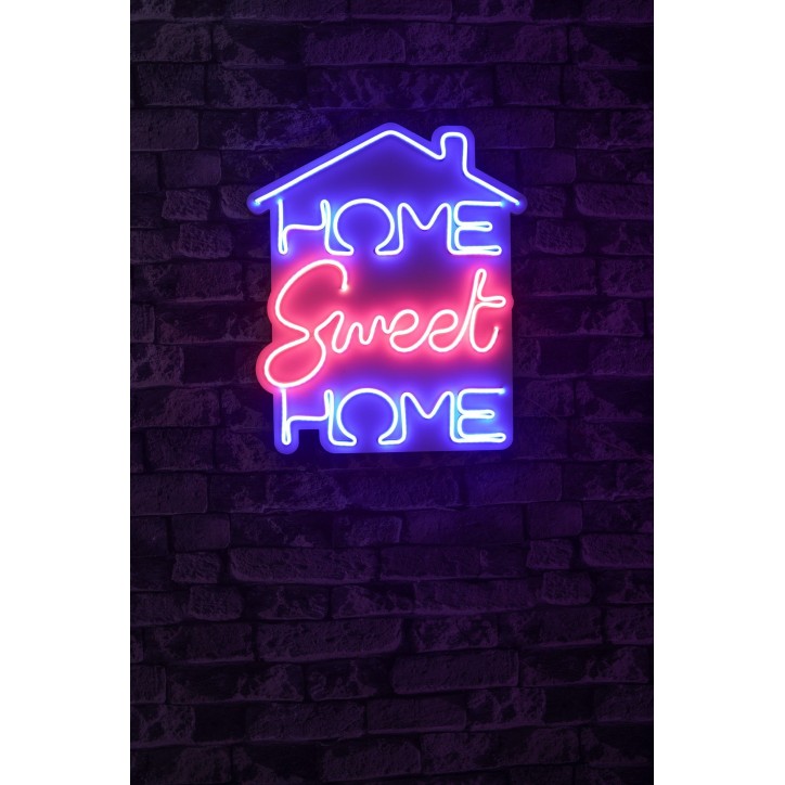 Iluminación LED decorativa de plástico Home Sweet Home azul rosado 48x41x2 cm