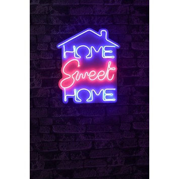 Iluminación LED decorativa de plástico Home Sweet Home azul rosado 48x41x2 cm