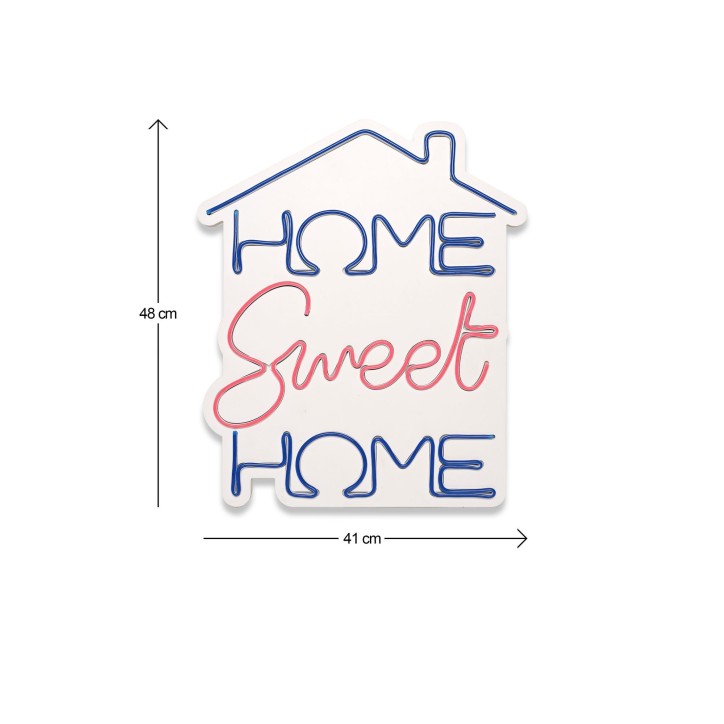 Iluminación LED decorativa de plástico Home Sweet Home azul rosado 48x41x2 cm