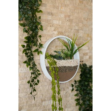 Decoración pared de metal Shrubby St. Johnswort verde blanco 25x25x5 cm