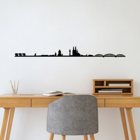 Decoración pared de metal Cologne Skyline negro 120x12 cm