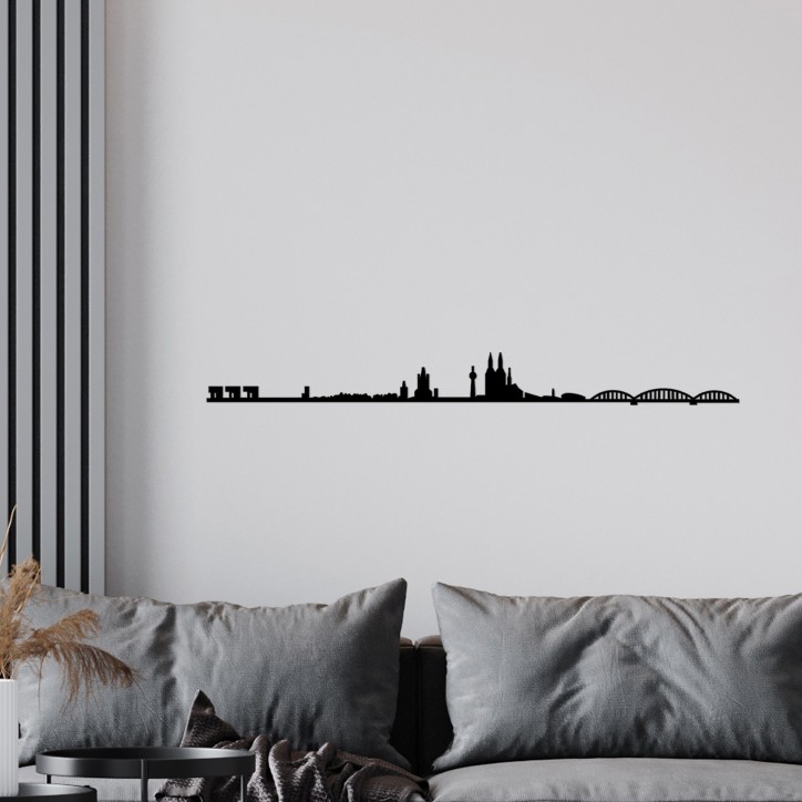 Decoración pared de metal Cologne Skyline negro 120x12 cm