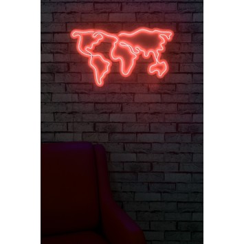 Iluminación LED decorativa de plástico World Map rojo 66x38x2 cm