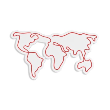 Iluminación LED decorativa de plástico World Map rojo 66x38x2 cm