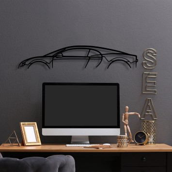 Decoración pared de metal Bugatti Veyron Silhouette negro 70x13 cm