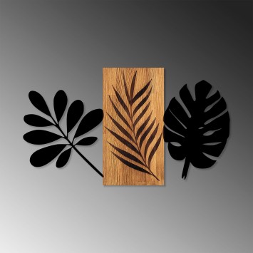 Decoración pared de madera Leaves 3 nogal negro 103x58 cm