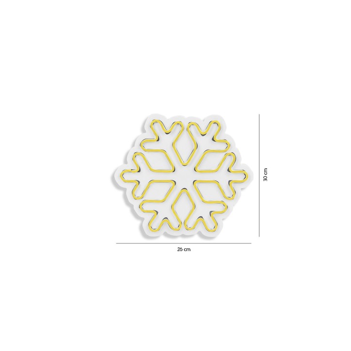 Iluminación LED decorativa de plástico Snowflake amarillo 30x26x2 cm