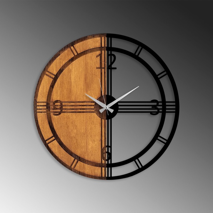 Reloj de pared madera Rays nogal negro 56x3x56 cm