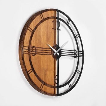 Reloj de pared madera Rays nogal negro 56x3x56 cm