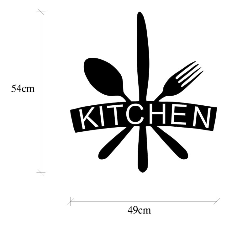 Decoración pared de metal Kitchen negro 68x1.5x66 cm