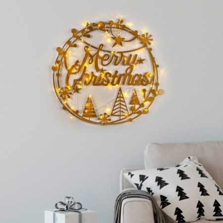 Decoración pared de metal XMASGOLD-21 oro 60x72 cm