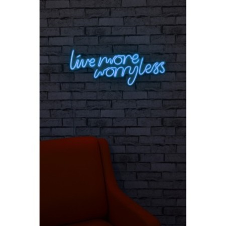 Iluminación LED decorativa de plástico Live More Worry Less azul 67x36x2 cm