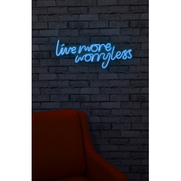 Iluminación LED decorativa de plástico Live More Worry Less azul 67x36x2 cm