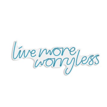 Iluminación LED decorativa de plástico Live More Worry Less azul 67x36x2 cm