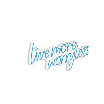 Iluminación LED decorativa de plástico Live More Worry Less azul 67x36x2 cm