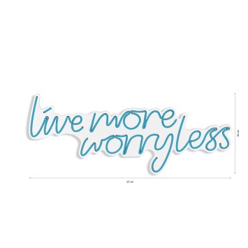 Iluminación LED decorativa de plástico Live More Worry Less azul 67x36x2 cm