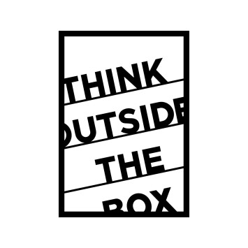 Decoración pared de metal Think Outside The Box negro 50x70 cm